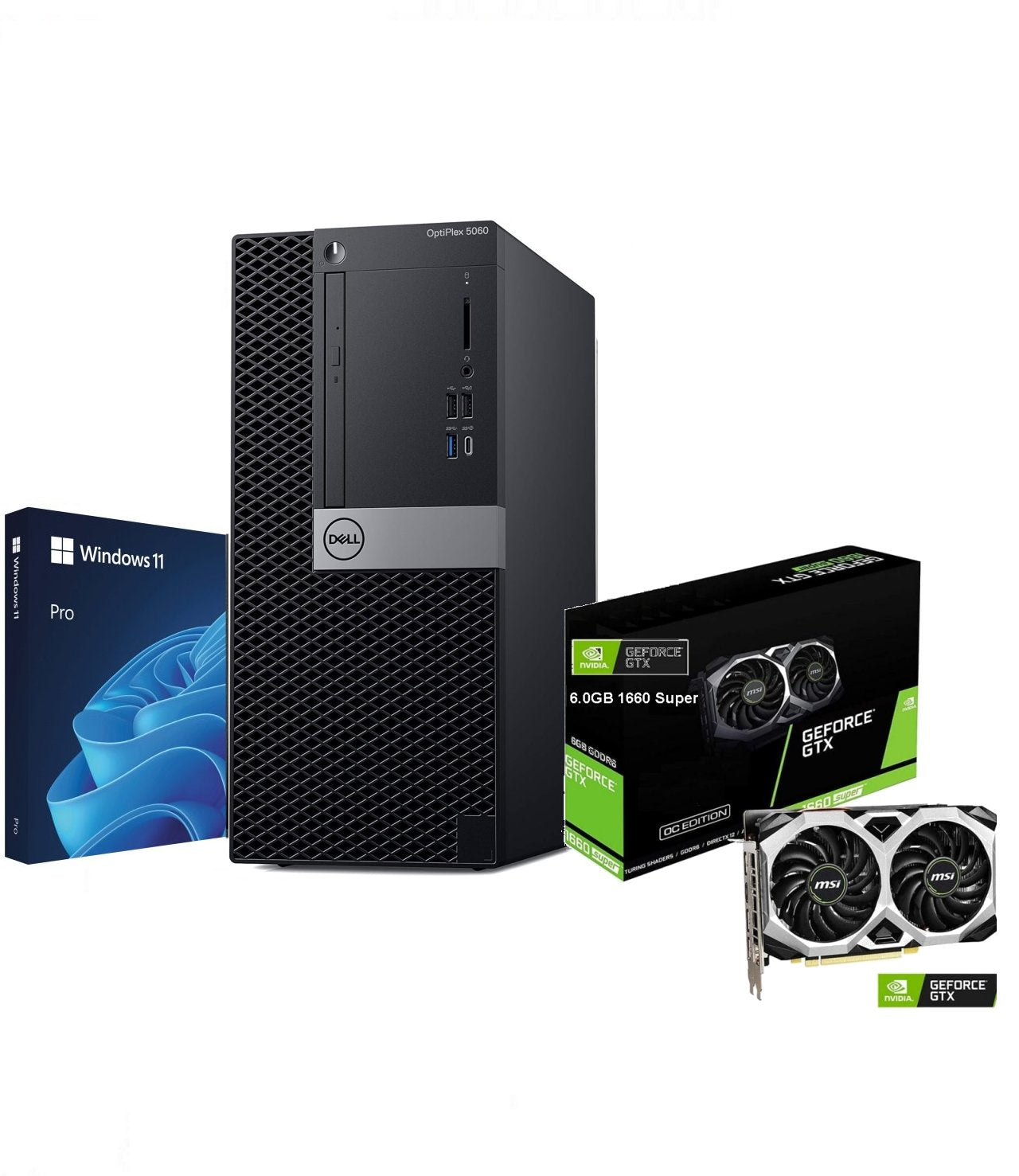 Fast 6 Core 3.00Ghz-4.10Ghz i5-8500 Dell Gaming Minitower PC 16.0GB 256GB SSD, 6.0GB Nvidia Geforce GTX 1660 Super Gaming, Windows 11 Pro