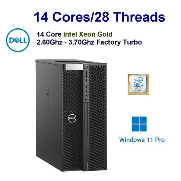 14 Core 2.60Ghz-3.70Ghz Intel Gold Dell Precision 7820 Workstation PC