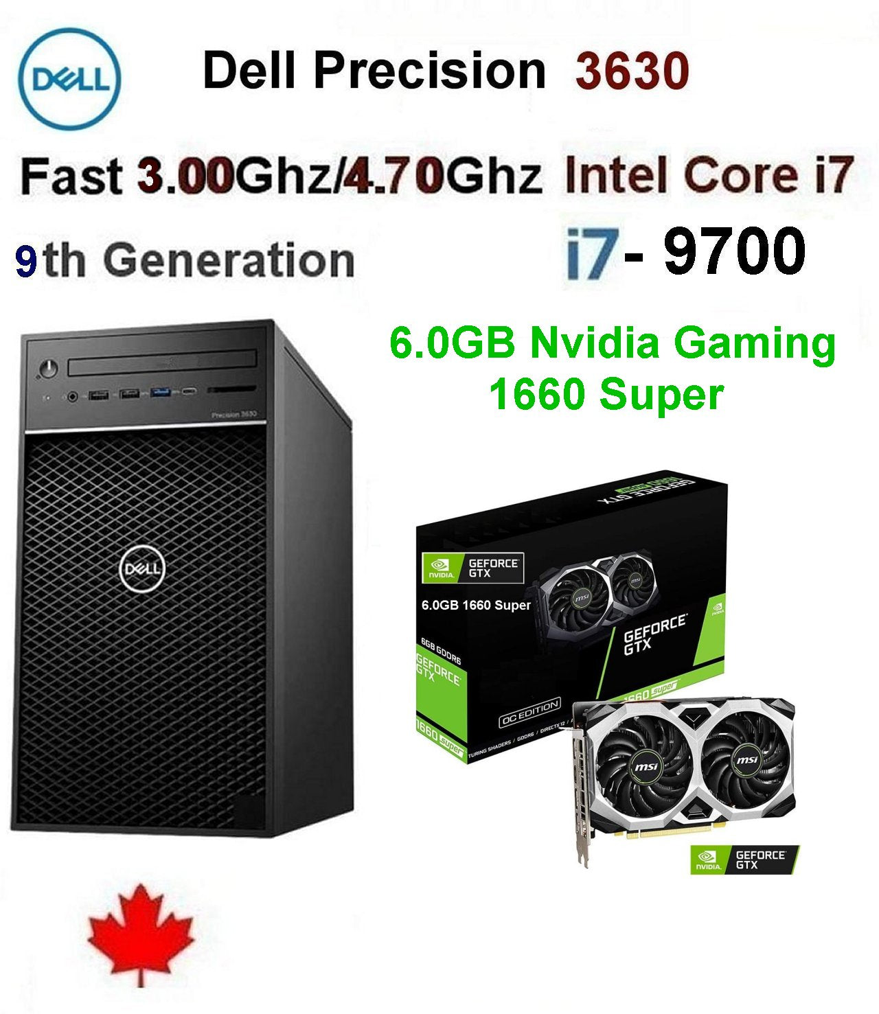 Fast 8 Core 3.00Ghz-4.70Ghz Intel-i7-9700 Dell Precision 3630 Gaming PC 16GB 500GB SSD, 6.0GB Nvidia Geforce GTX 1660 Super Gaming Windows 11 Pro